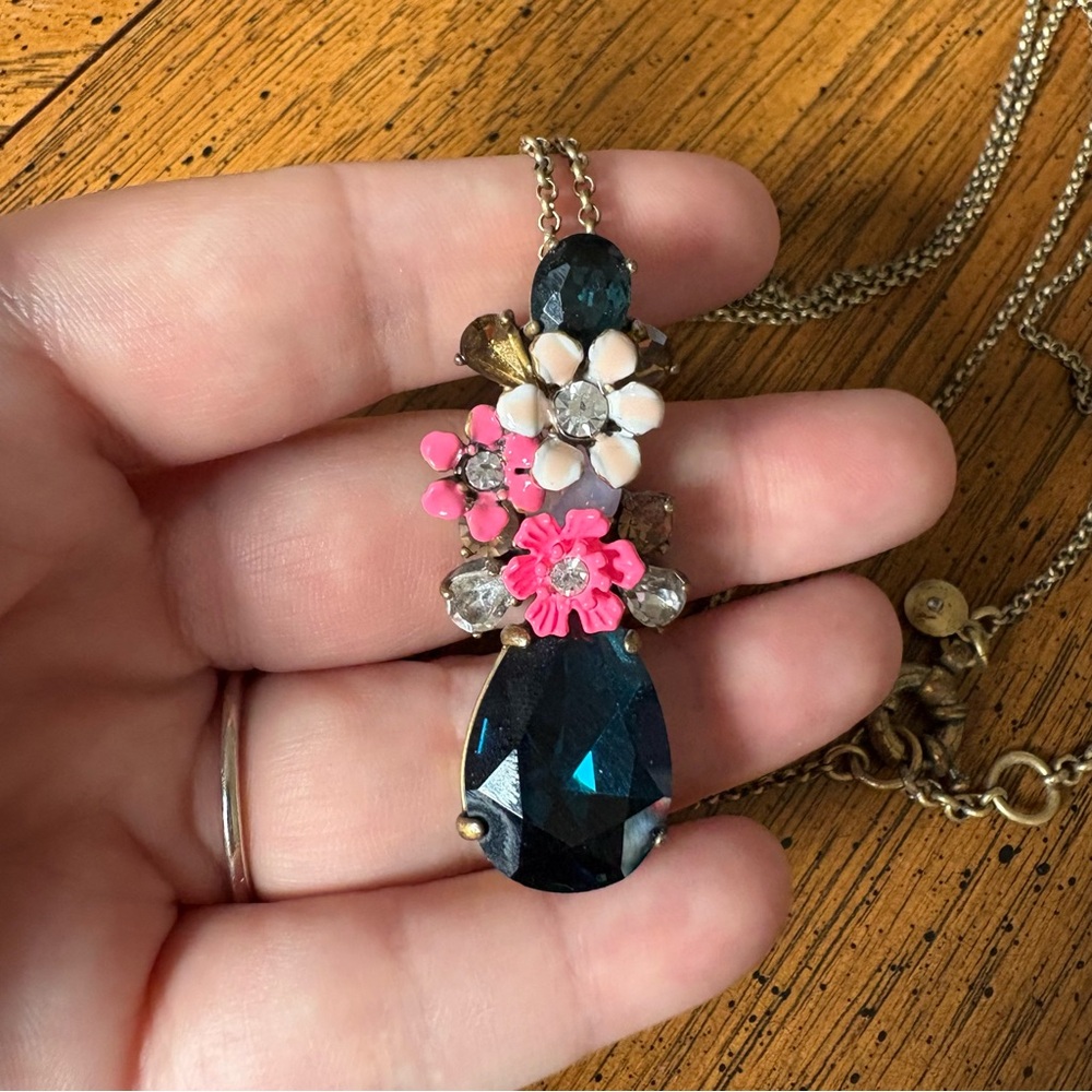 Blue & pink JCrew pendant necklace
